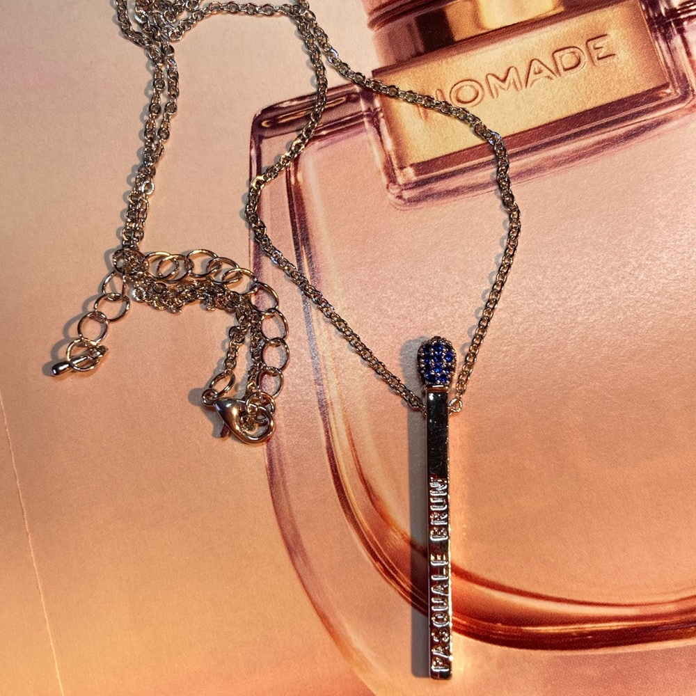 Matchstick Blue CZ Necklace - Picture 5 of 6